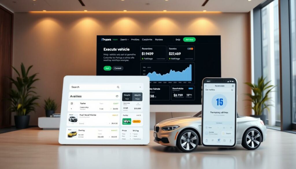 plataforma digital de aluguel de carro mostrando reserva online