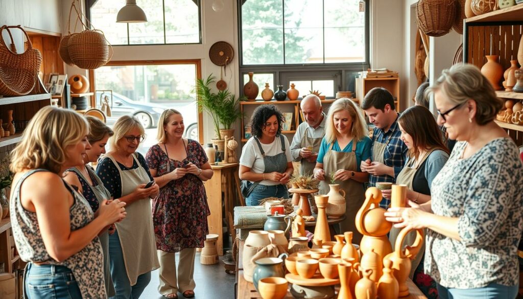 Comunidade de artesãos compartilhando projetos de loja de artesanato