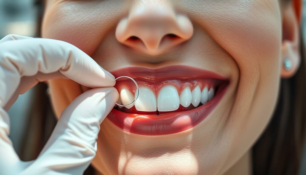 Lente de contato dental aplicada em paciente sorrindo