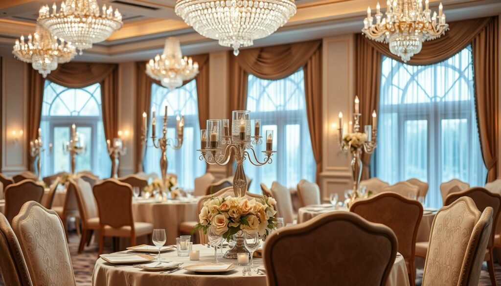 decoração de casamento com iluminação sofisticada