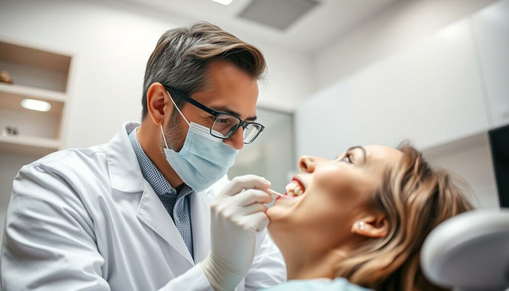 dentista clínico geral realizando consulta de estética dental
