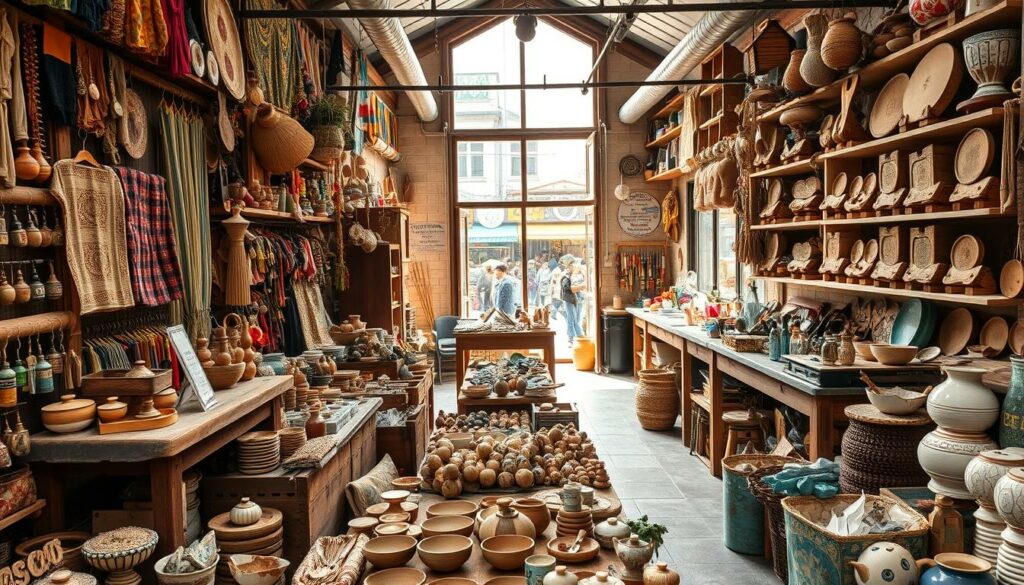 loja de artesanato centro com materiais diversos