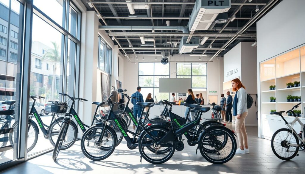 loja de bicicleta elétrica dobrável com modelos compactos