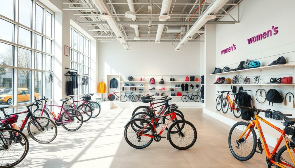 loja de bicicleta feminina com geometria otimizada