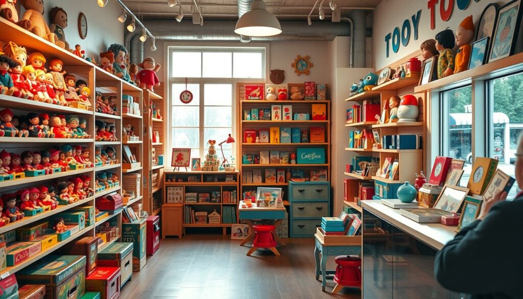 loja de brinquedo barato com variedade de produtos retrô acessíveis