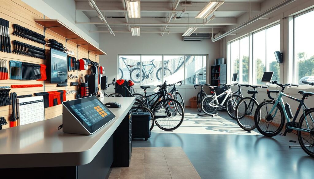 loja de manutenção de bicicletas com sistema de agendamento inteligente