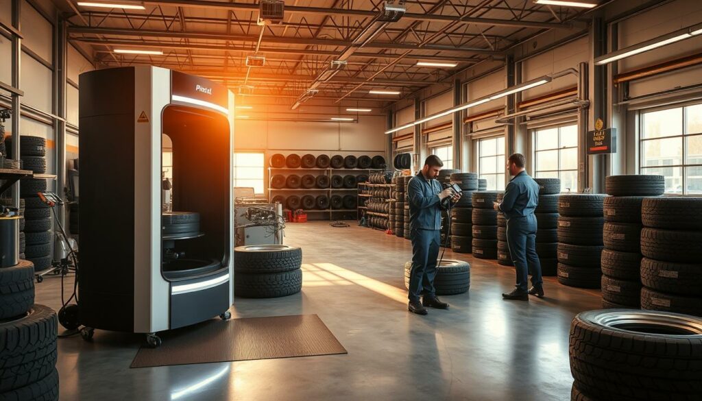 loja de pneu calibragem profissional com equipamentos modernos