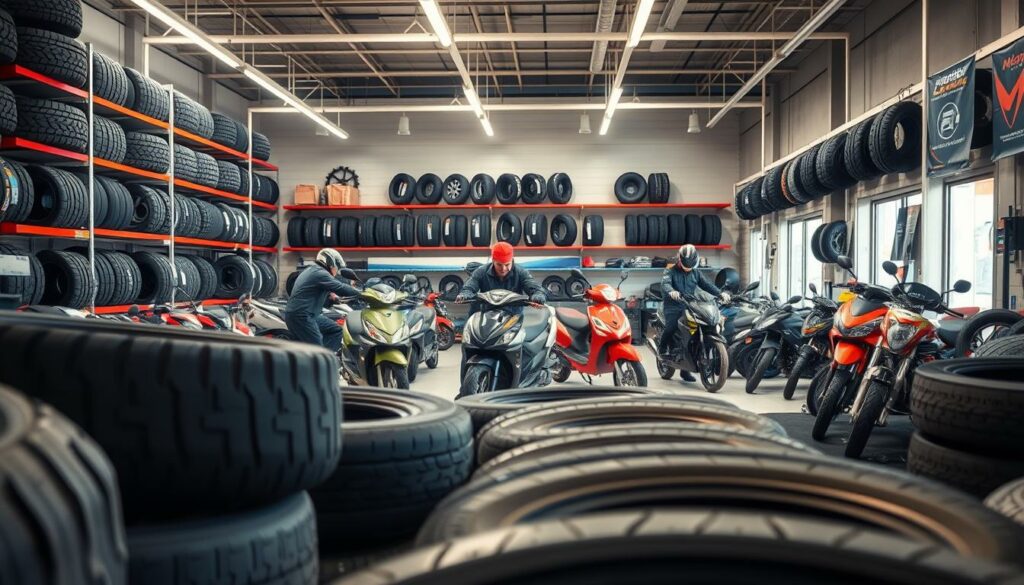 loja de pneu para moto com especialização em diferentes tipos de veículos