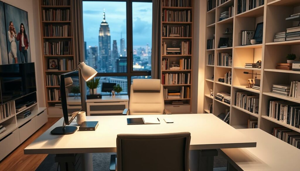 móveis planejados escritório home office em apartamento