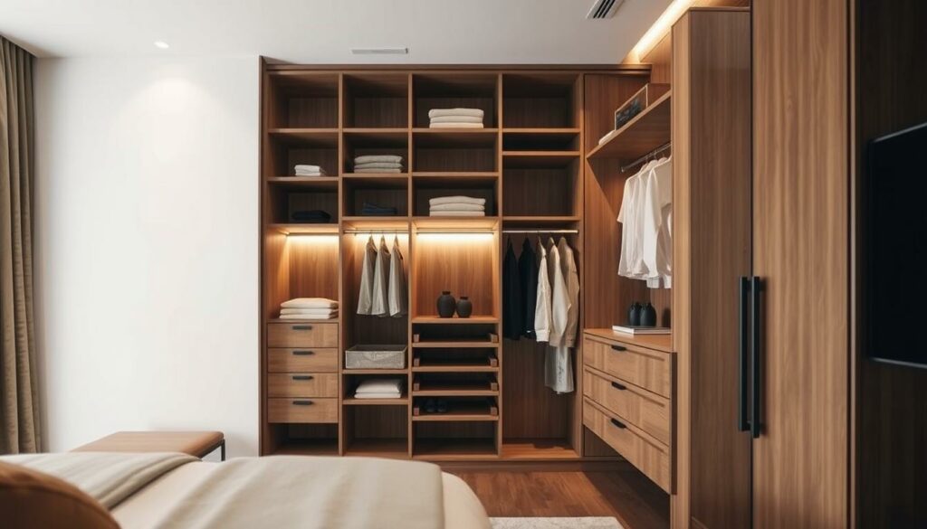 móveis planejados para quarto com closet integrado