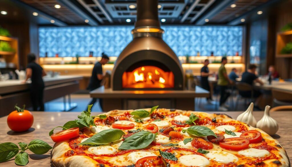 pizza bar criativa com ingredientes premium