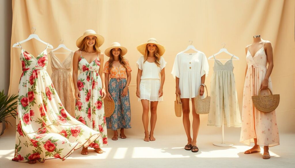 roupa de verão feminina em coleção sazonal