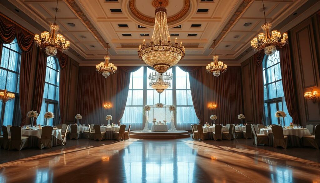 salão de festa 15 anos com decoração elegante e pista de dança