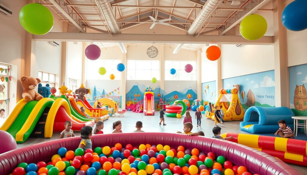 salão de festa infantil com área de recreação